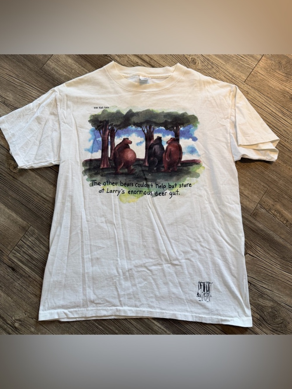 vintage 1986 The Far Side "Larry's Enormous Deer Gut" t-shirt Sz XL